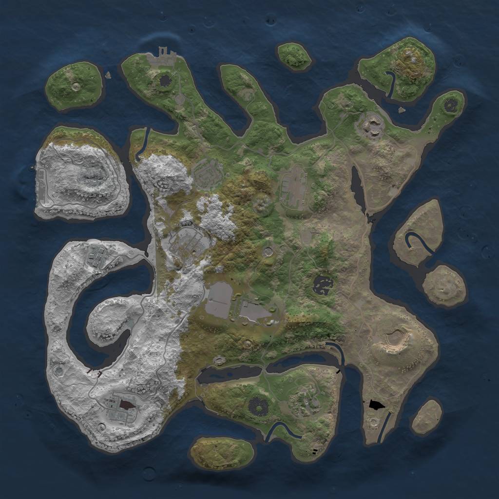 Rust Map: Procedural Map, Size: 3700, Seed: 7016779, 15 Monuments