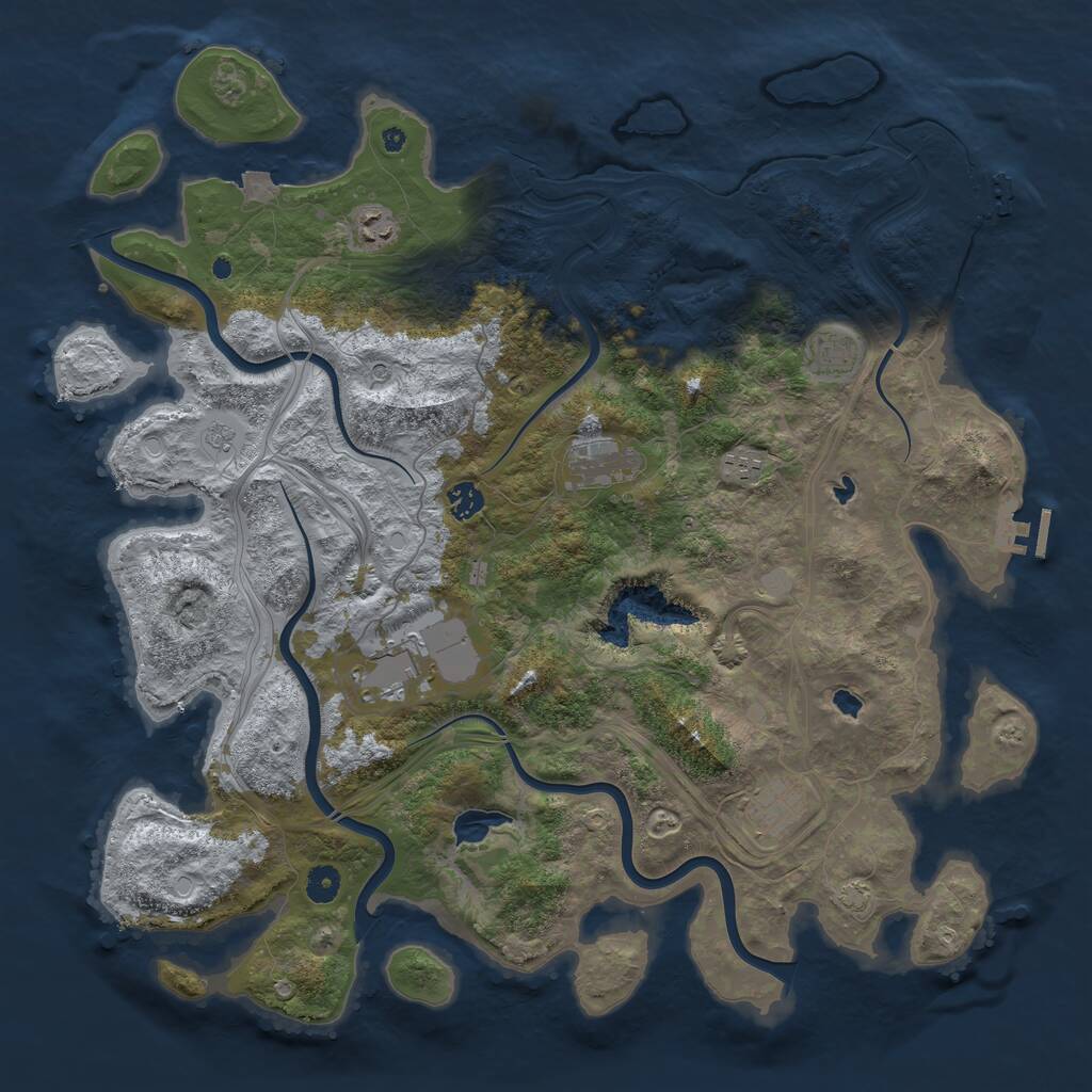 Rust Map: Procedural Map, Size: 4500, Seed: 1386956107, 13 Monuments