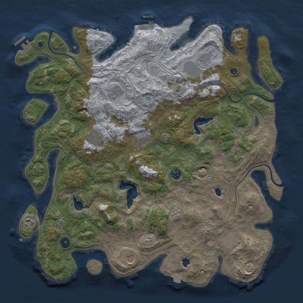 Rust Map: Procedural Map, Size: 4500, Seed: 605190784, 16 Monuments
