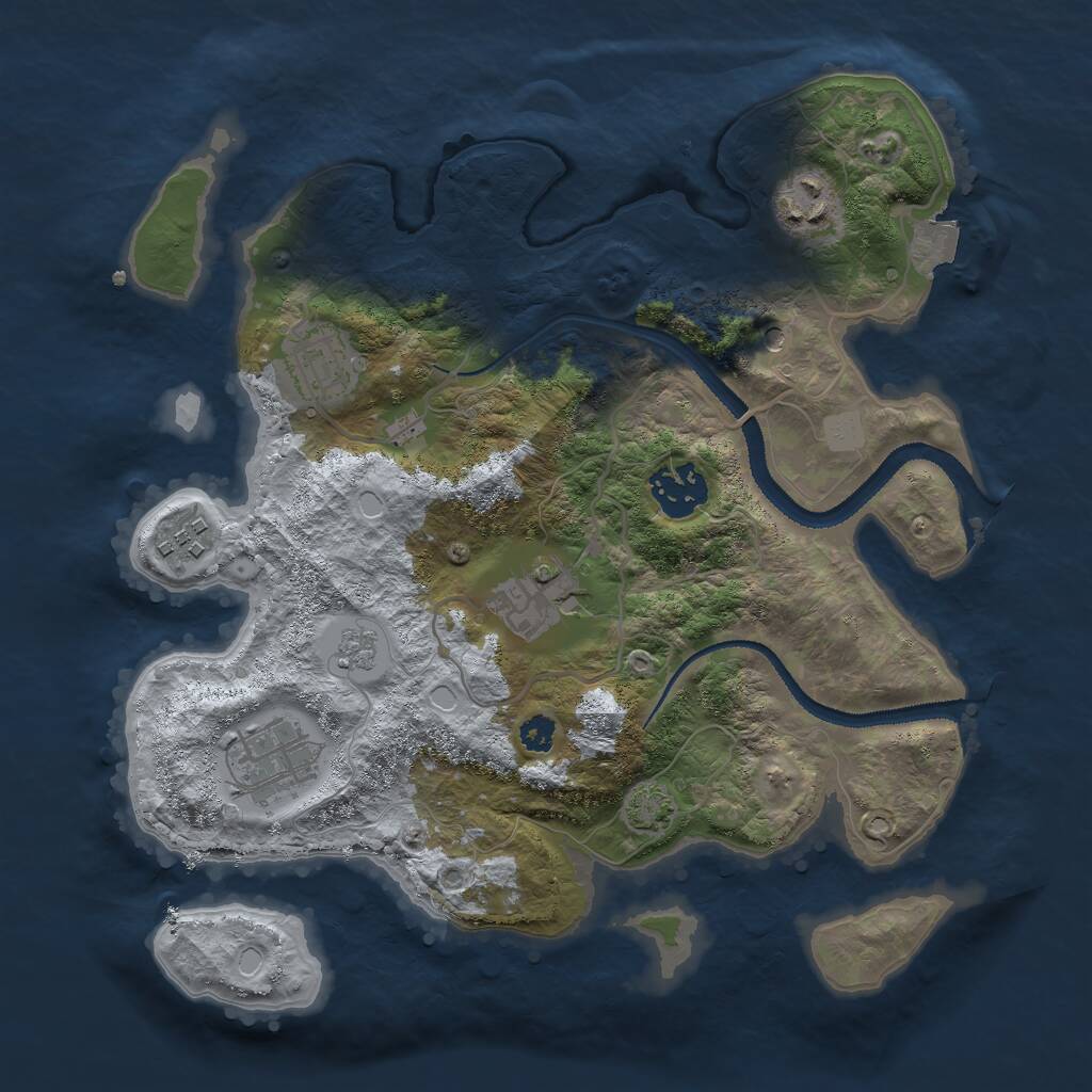 Rust Map: Procedural Map, Size: 3000, Seed: 2119633300, 10 Monuments