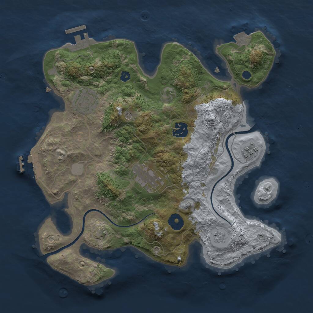 Rust Map: Procedural Map, Size: 3000, Seed: 1635450593, 10 Monuments