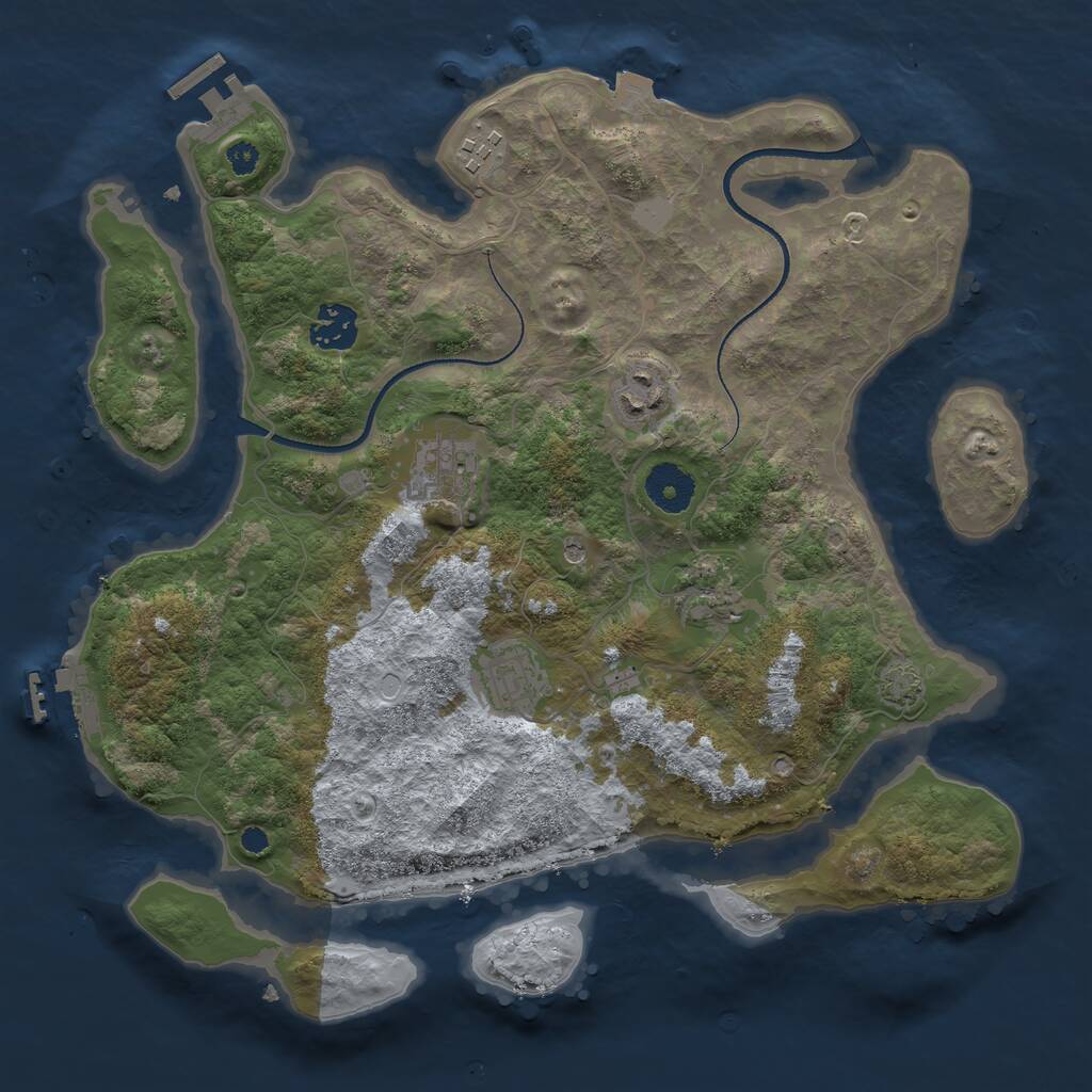 Rust Map: Procedural Map, Size: 3400, Seed: 1117007634, 11 Monuments