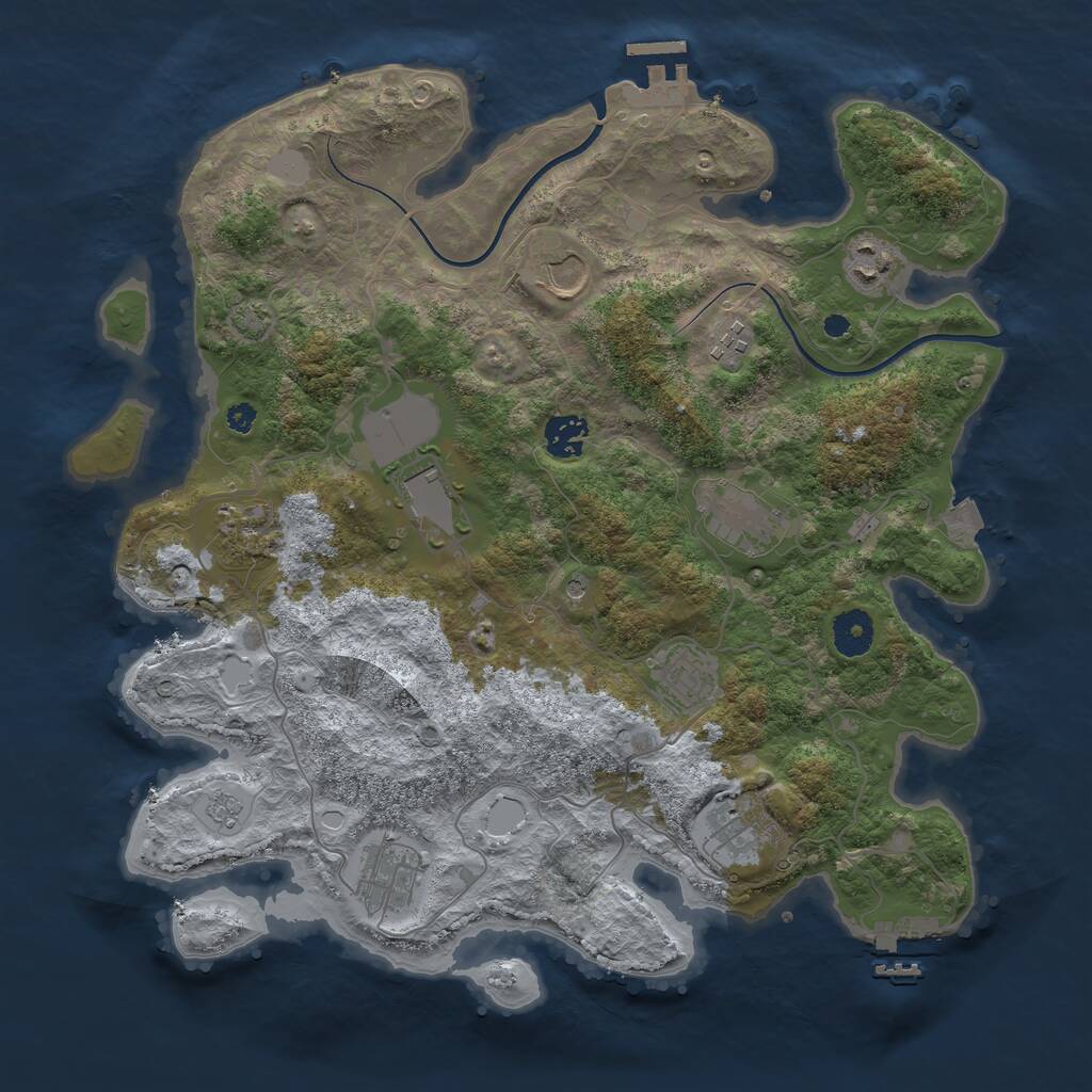 Rust Map: Procedural Map, Size: 3700, Seed: 1121221080, 16 Monuments