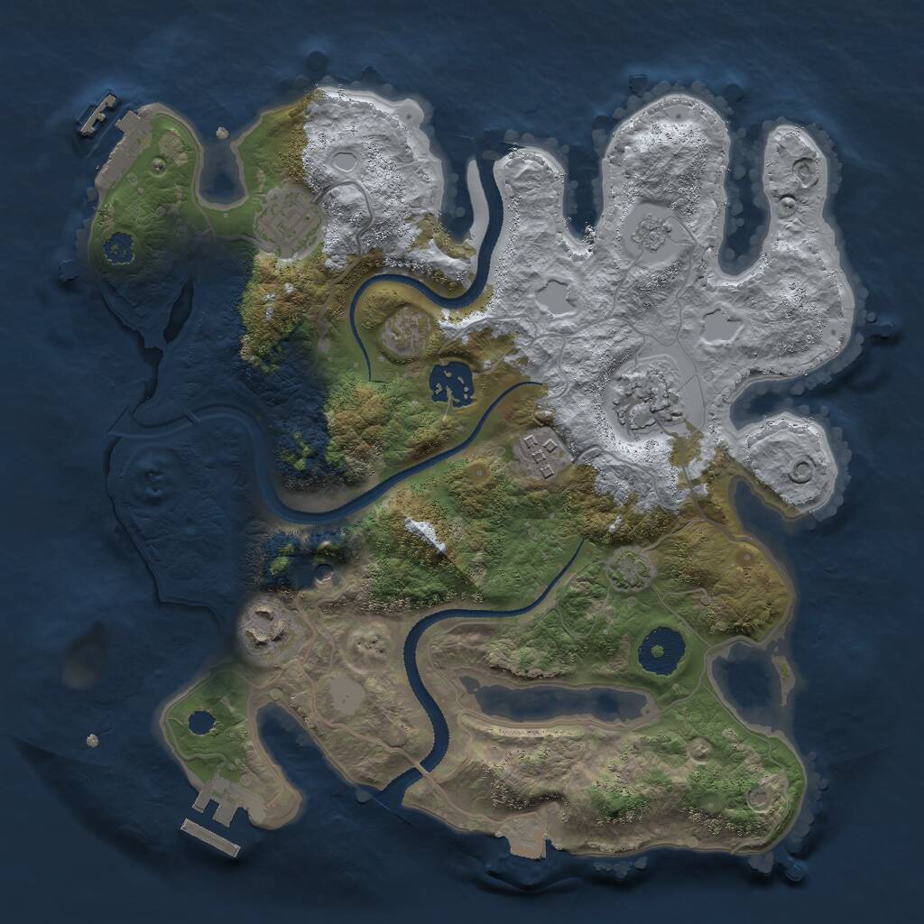 Rust Map: Procedural Map, Size: 3000, Seed: 35025499, 11 Monuments