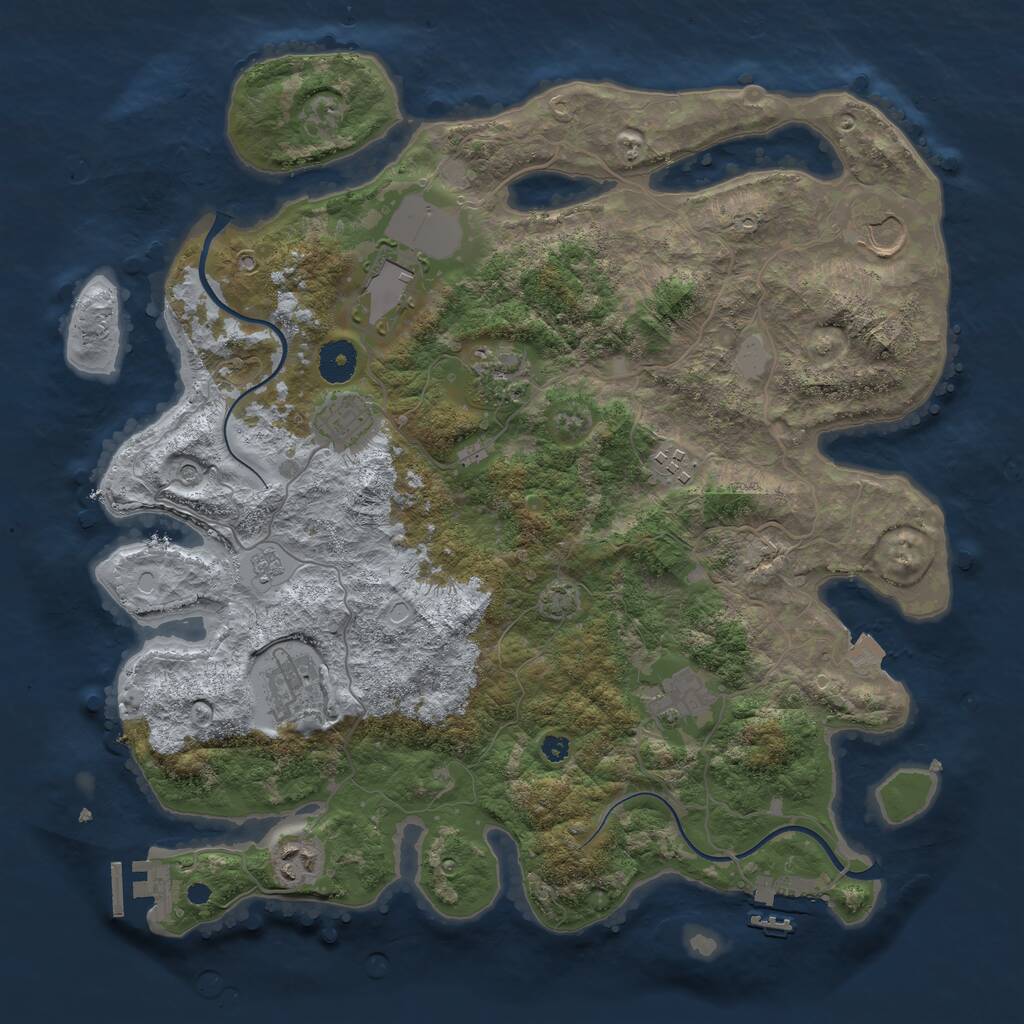 Rust Map: Procedural Map, Size: 3750, Seed: 2096433785, 14 Monuments