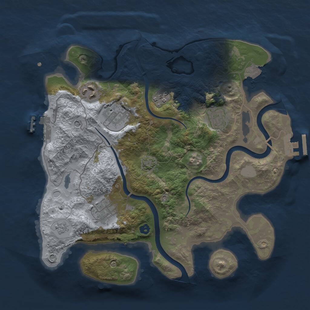 Rust Map: Procedural Map, Size: 3000, Seed: 1882781023, 11 Monuments
