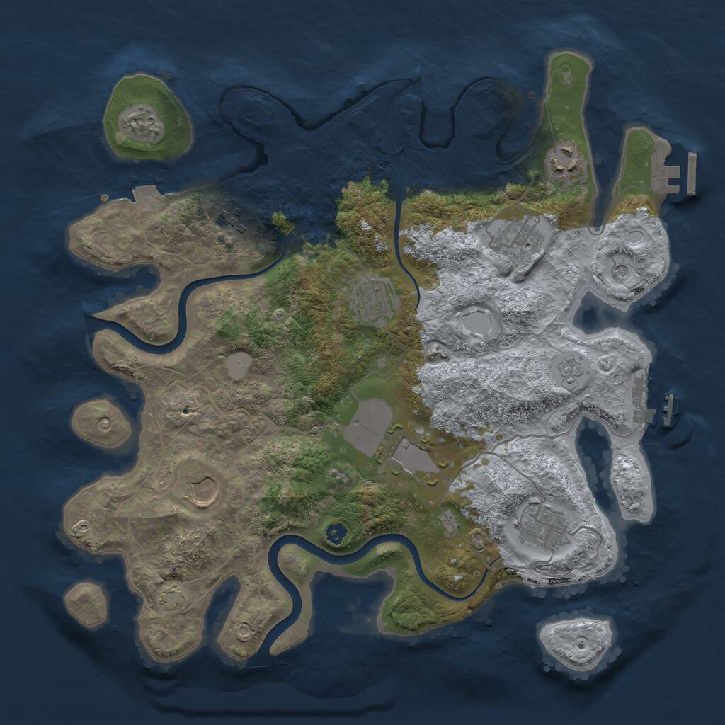 Rust Map: Procedural Map, Size: 3500, Seed: 1333124864, 13 Monuments