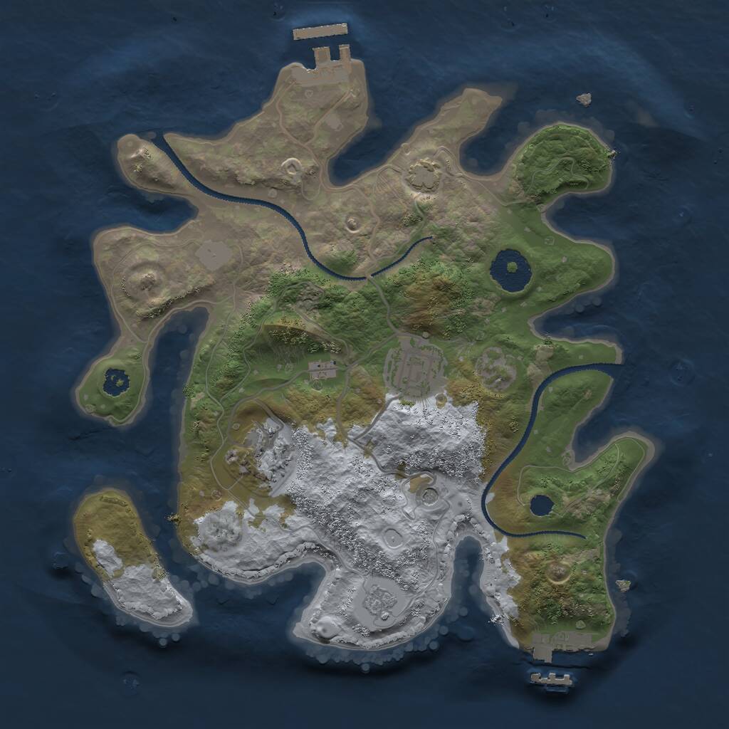 Rust Map: Procedural Map, Size: 2700, Seed: 747624046, 8 Monuments