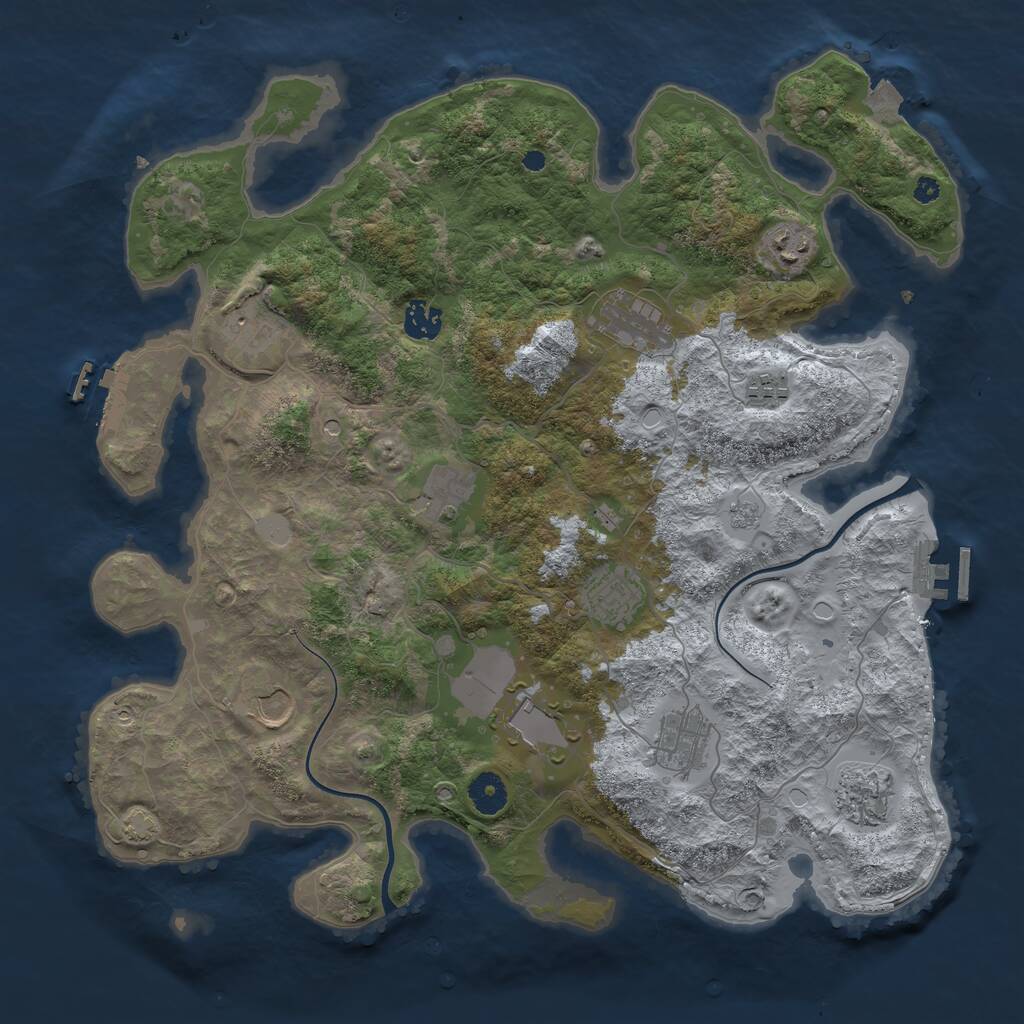 Rust Map: Procedural Map, Size: 3900, Seed: 774645376, 17 Monuments