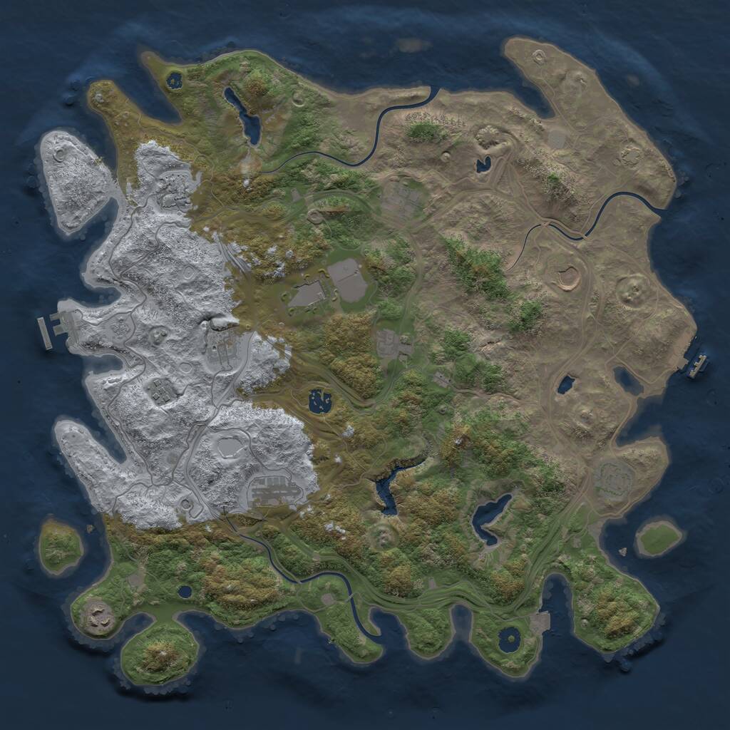 Rust Map: Procedural Map, Size: 4500, Seed: 366954194, 17 Monuments