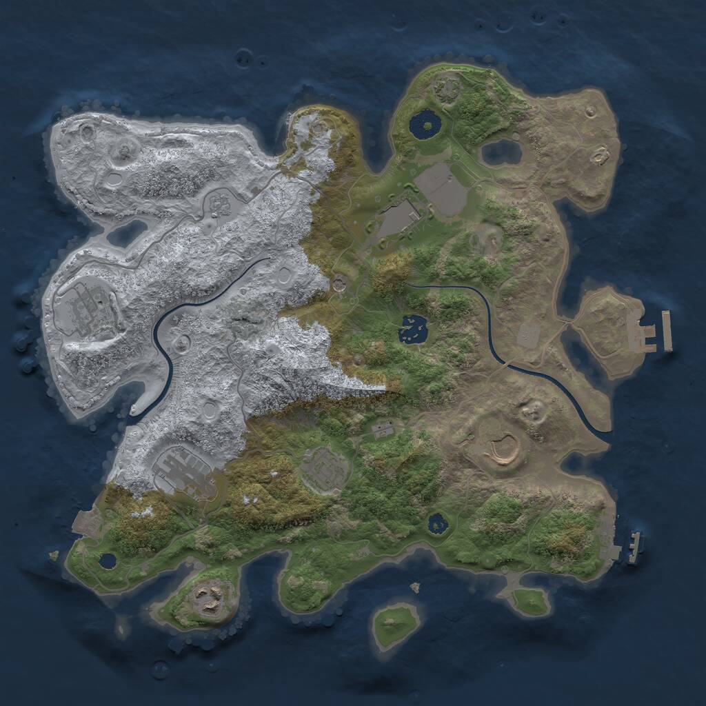 Rust Map: Procedural Map, Size: 3500, Seed: 77820888, 13 Monuments