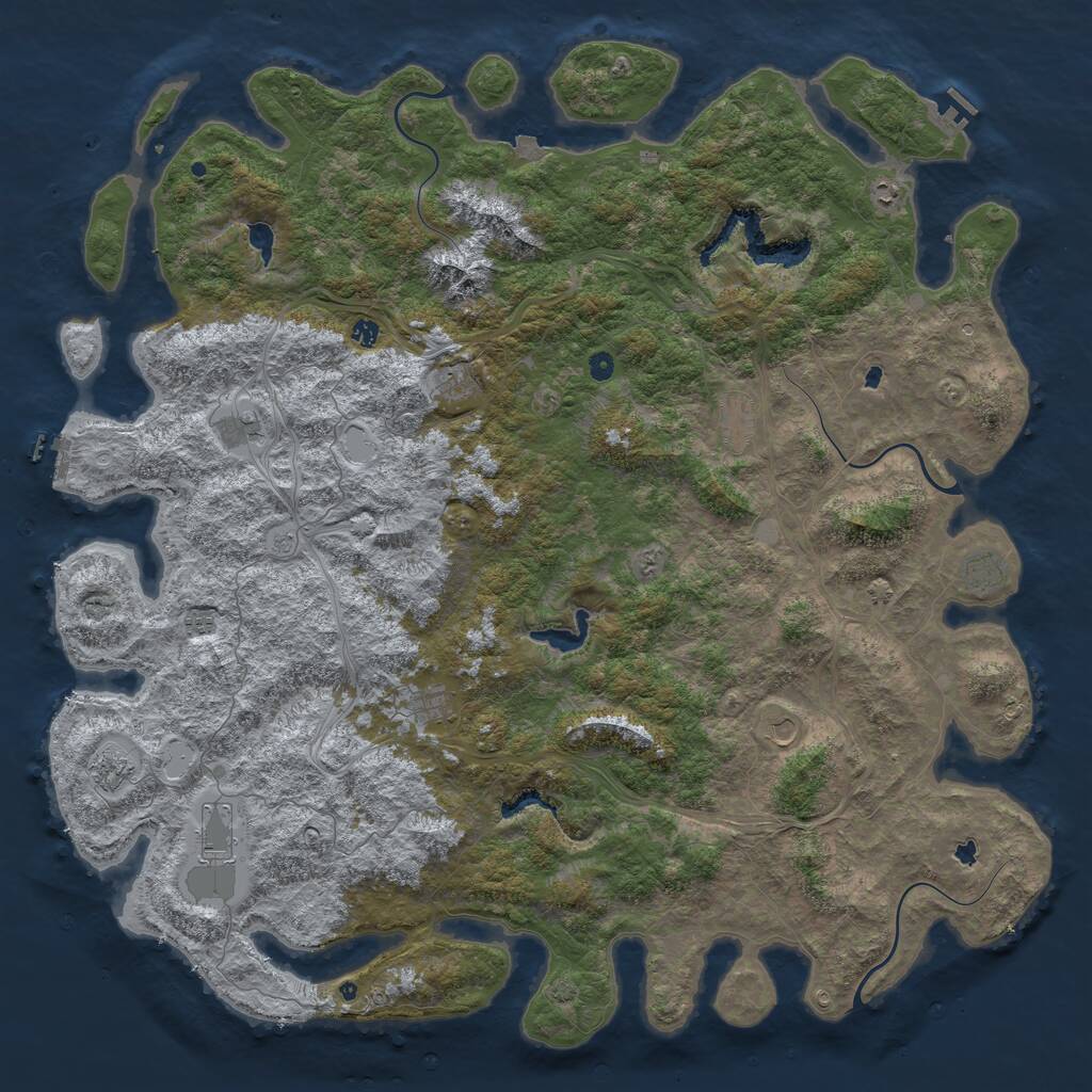 Rust Map: Procedural Map, Size: 6000, Seed: 358135042, 17 Monuments