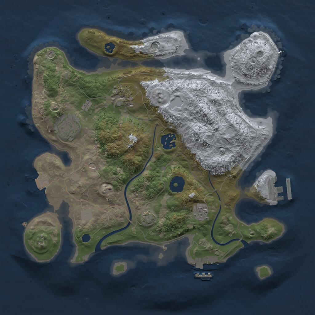 Rust Map: Procedural Map, Size: 3000, Seed: 124142, 9 Monuments