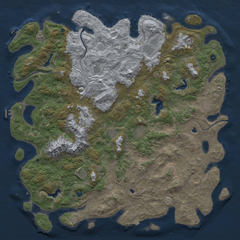 Rust Map: Procedural Map, Size: 6000, Seed: 66565, 17 Monuments