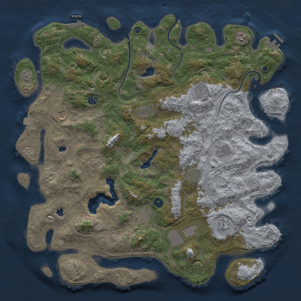 Rust Map: Procedural Map, Size: 4800, Seed: 1970049740, 17 Monuments