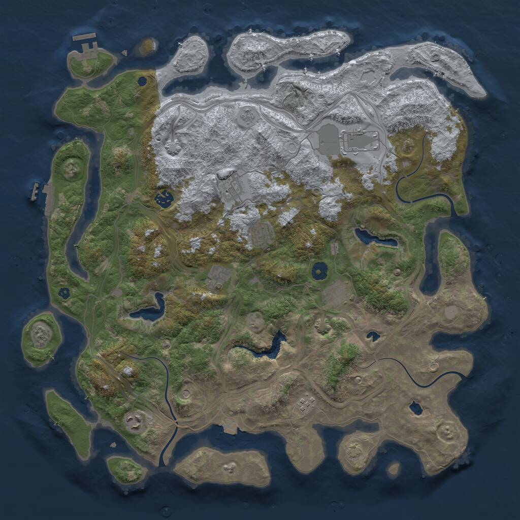 Rust Map: Procedural Map, Size: 4500, Seed: 1024104089, 14 Monuments