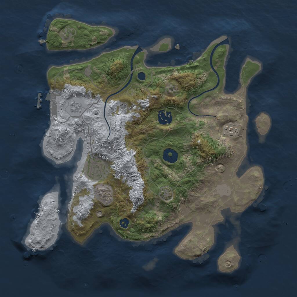 Rust Map: Procedural Map, Size: 3000, Seed: 832979841, 8 Monuments