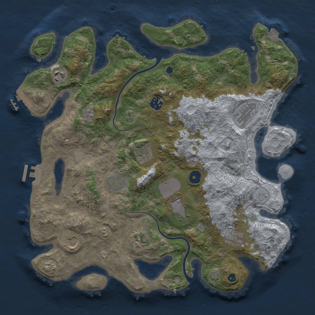 Rust Map: Procedural Map, Size: 3800, Seed: 921789088, 16 Monuments