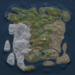 Thumbnail Rust Map: Procedural Map, Size: 3500, Seed: 2032292325, 13 Monuments