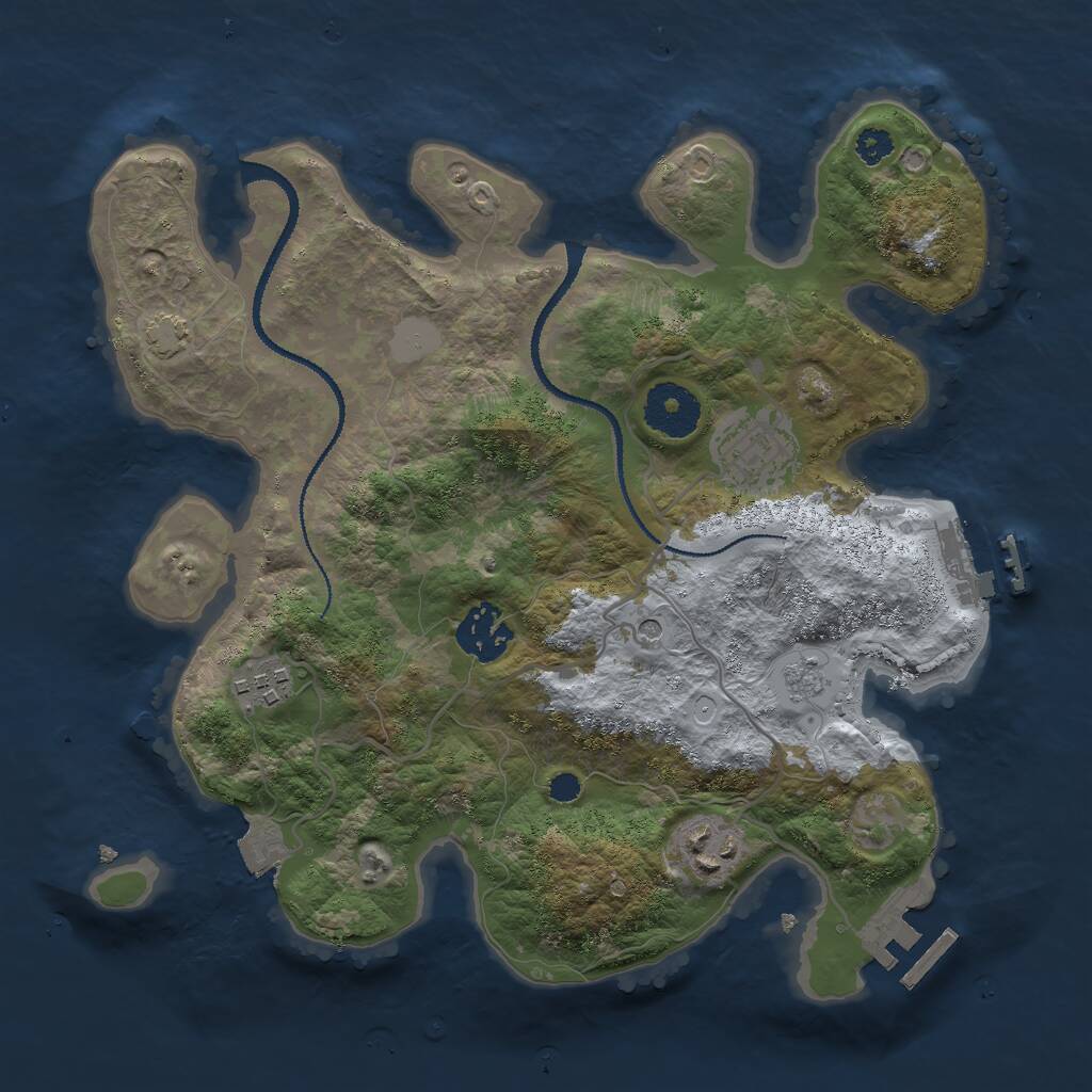 Rust Map: Procedural Map, Size: 3000, Seed: 1698035, 10 Monuments
