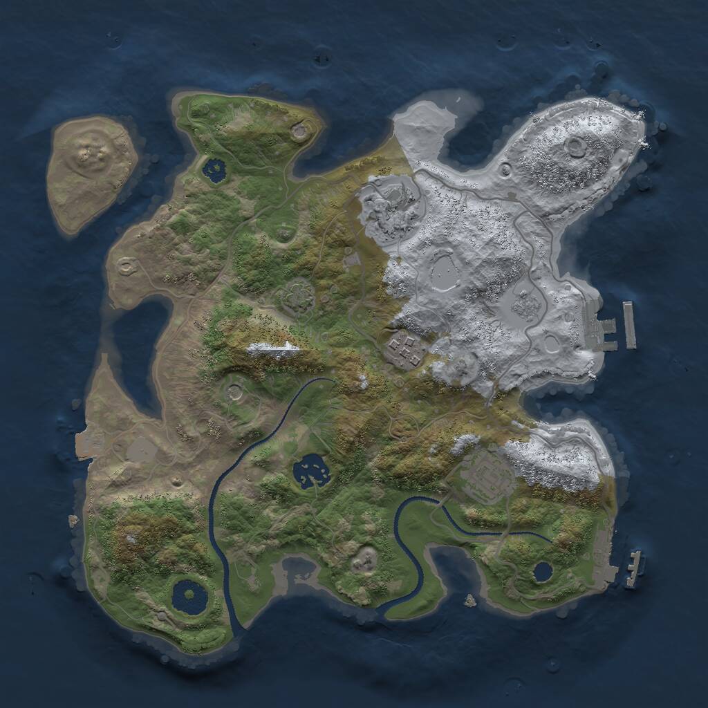 Rust Map: Procedural Map, Size: 3000, Seed: 1911838304, 10 Monuments