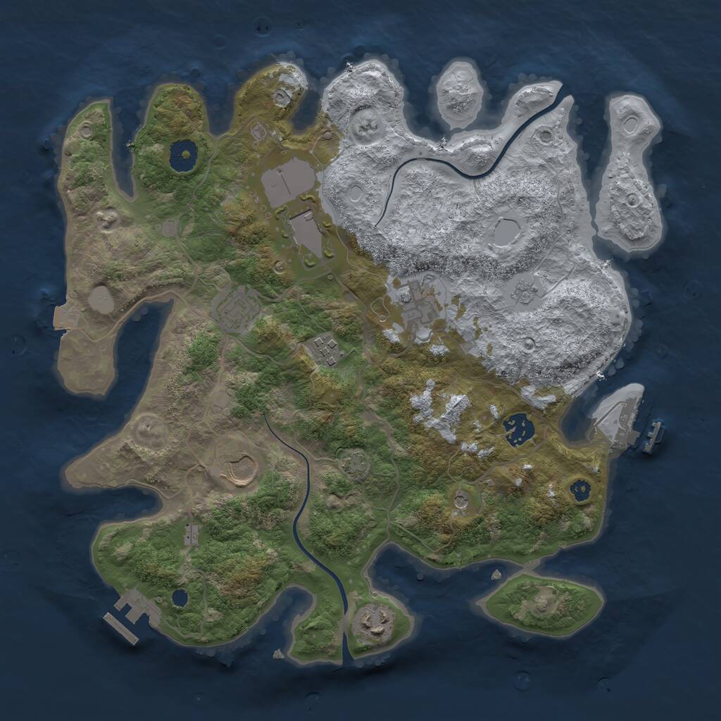 Rust Map: Procedural Map, Size: 3500, Seed: 1488111983, 13 Monuments