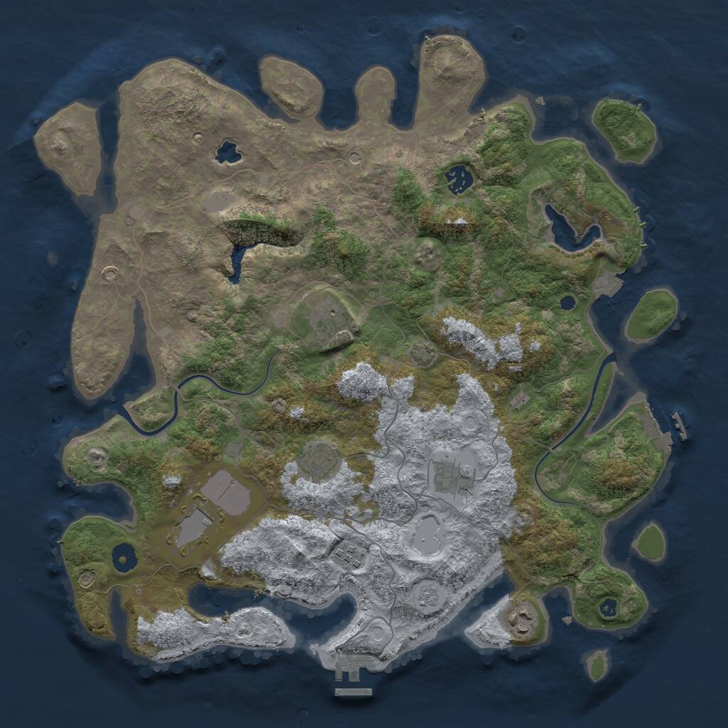 Rust Map: Procedural Map, Size: 4000, Seed: 703087649, 13 Monuments