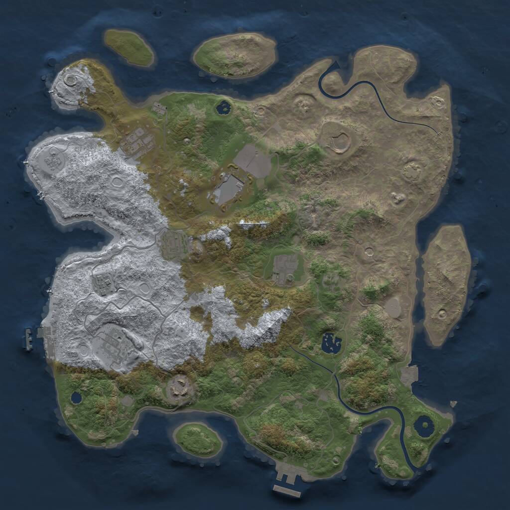 Rust Map: Procedural Map, Size: 3700, Seed: 990985629, 15 Monuments