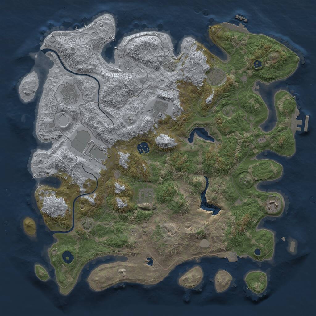 Rust Map: Procedural Map, Size: 4000, Seed: 392659383, 14 Monuments
