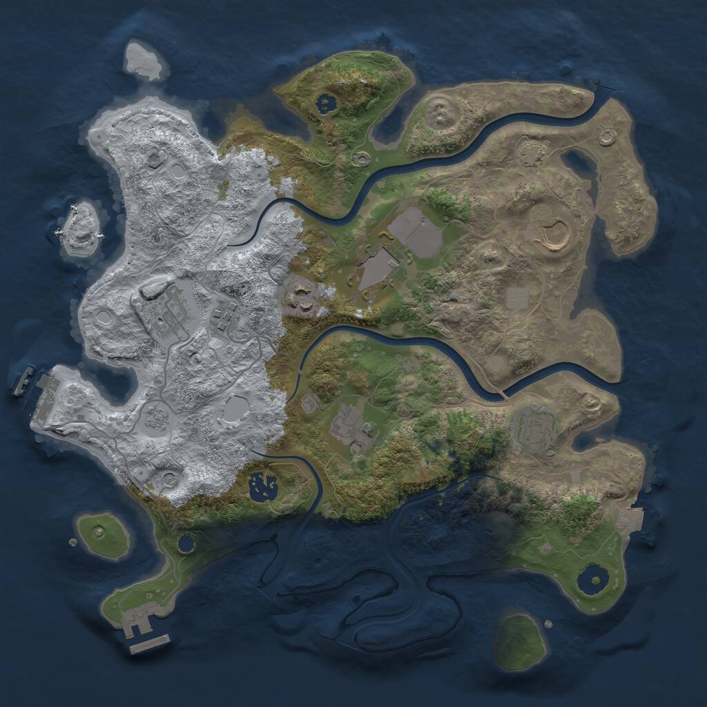 Rust Map: Procedural Map, Size: 3500, Seed: 1470426950, 14 Monuments