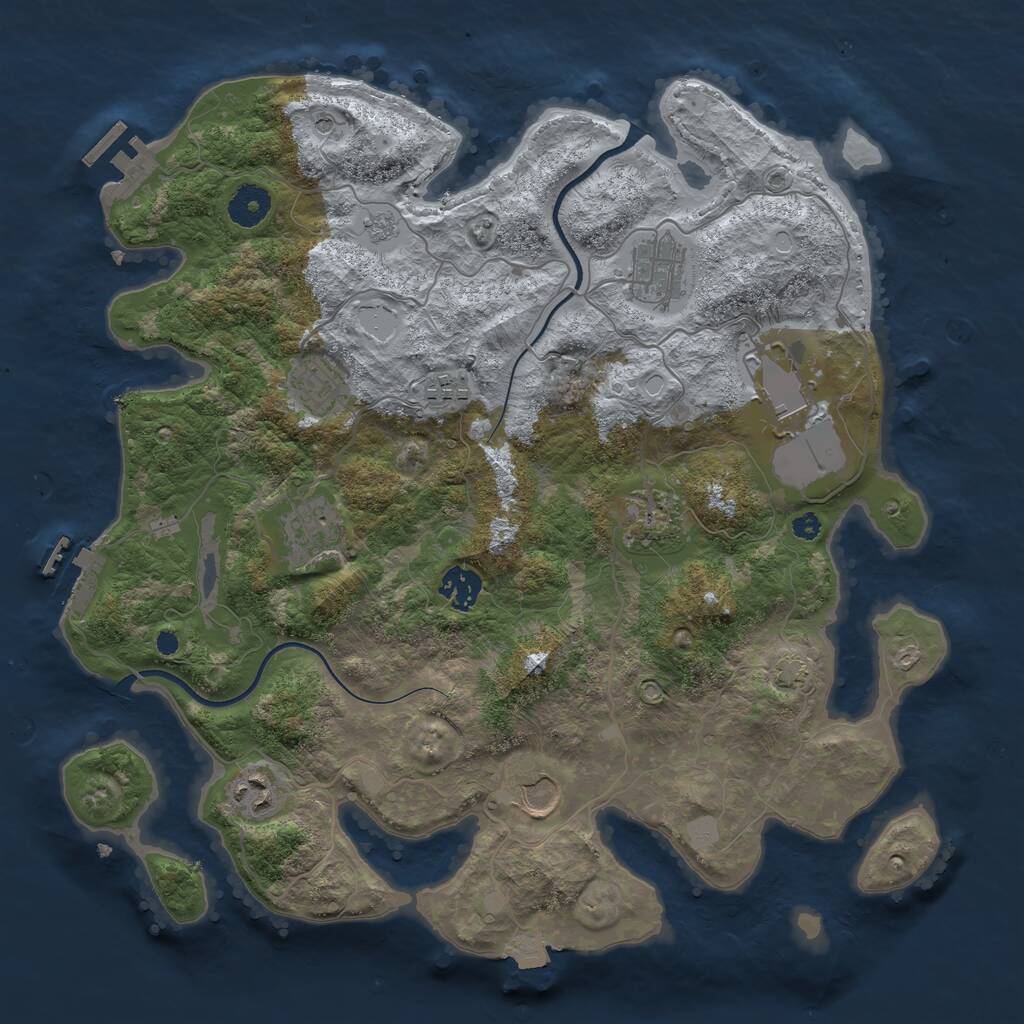 Rust Map: Procedural Map, Size: 3700, Seed: 848549964, 15 Monuments