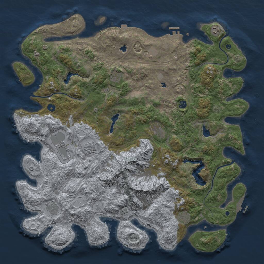 Rust Map: Procedural Map, Size: 5000, Seed: 1100704142, 16 Monuments