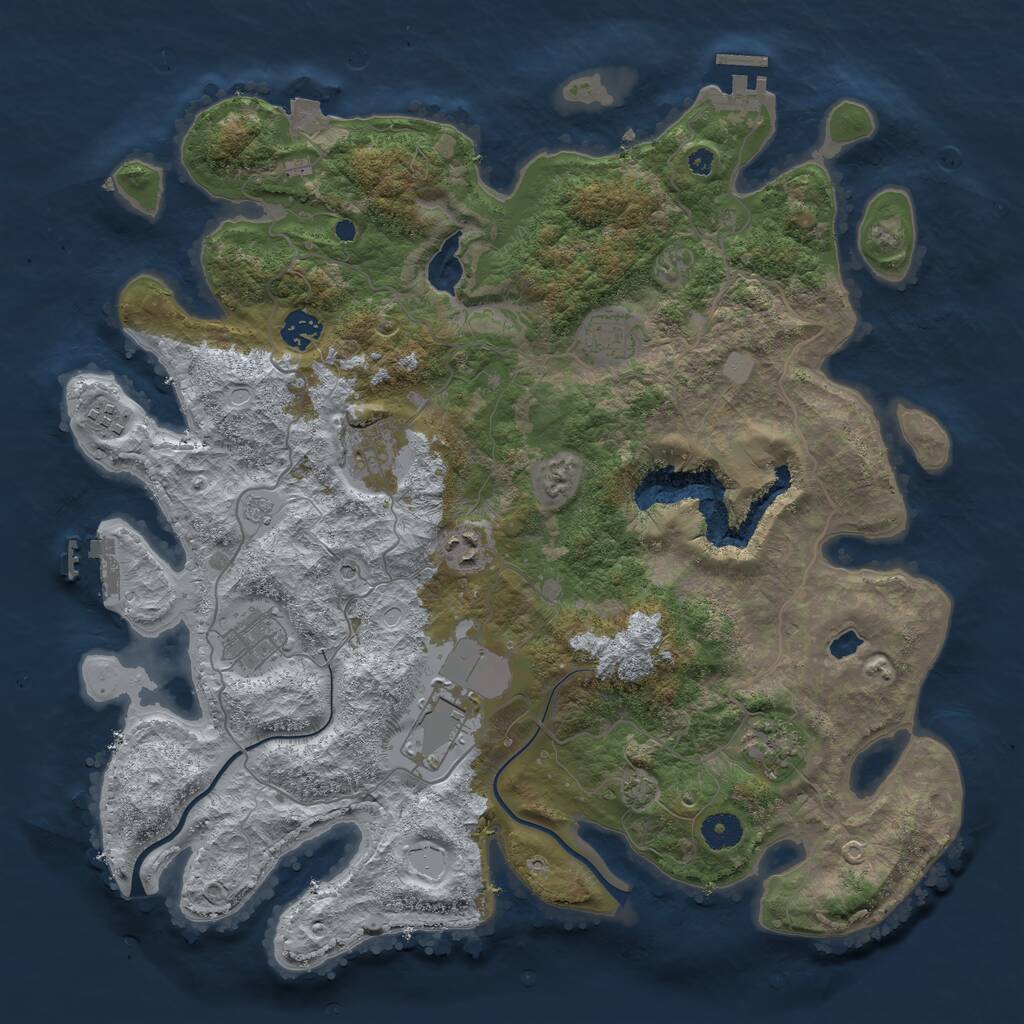 Rust Map: Procedural Map, Size: 4000, Seed: 915601385, 14 Monuments