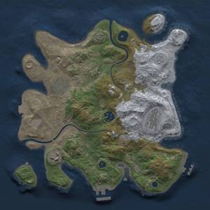 Thumbnail Rust Map: Procedural Map, Size: 3000, Seed: 1334896102, 10 Monuments