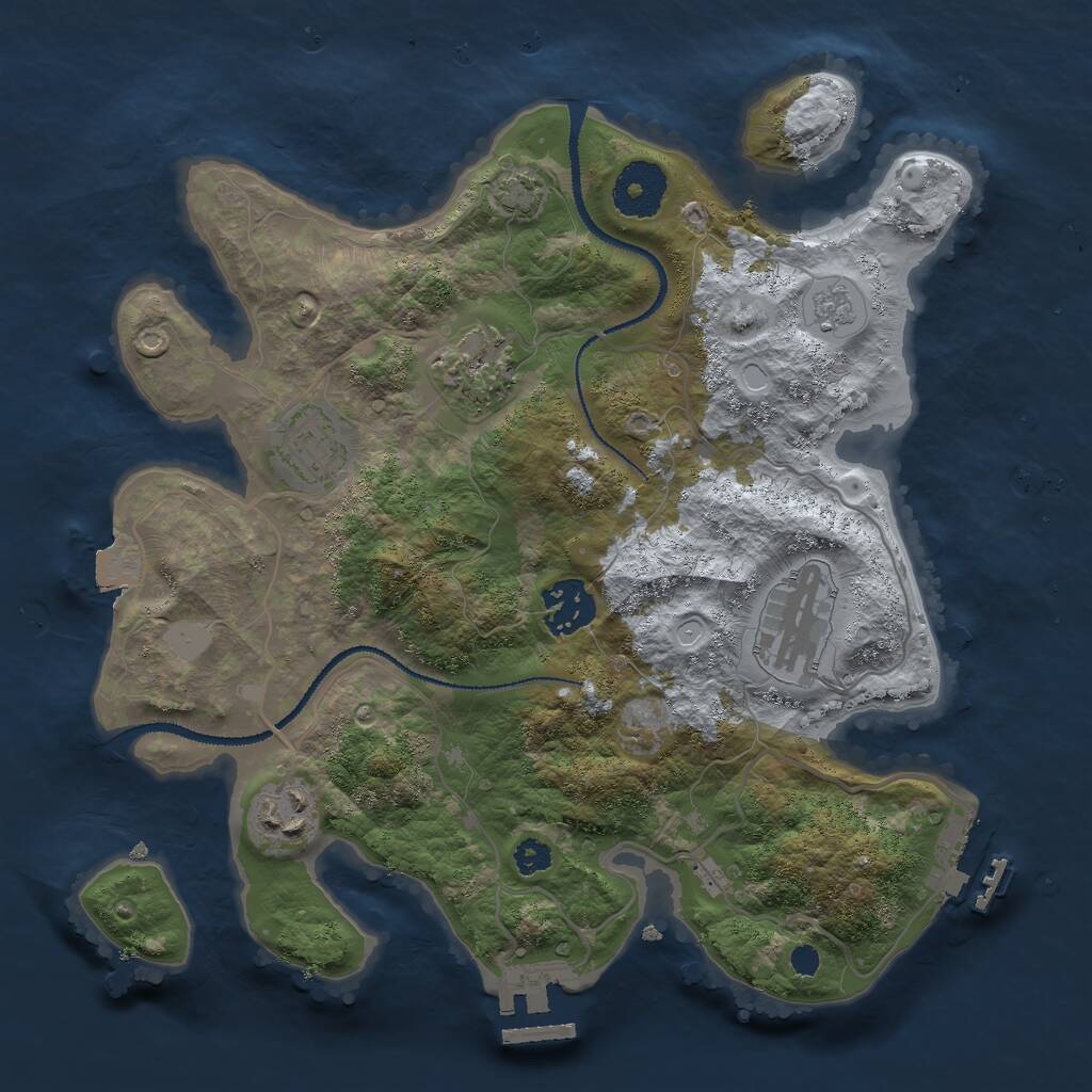 Rust Map: Procedural Map, Size: 3000, Seed: 1334896102, 10 Monuments