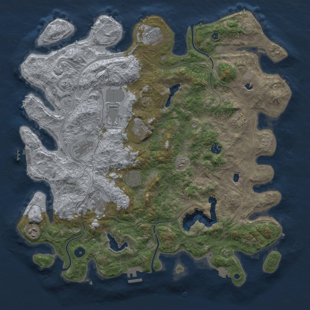 Rust Map: Procedural Map, Size: 4500, Seed: 29355139, 16 Monuments