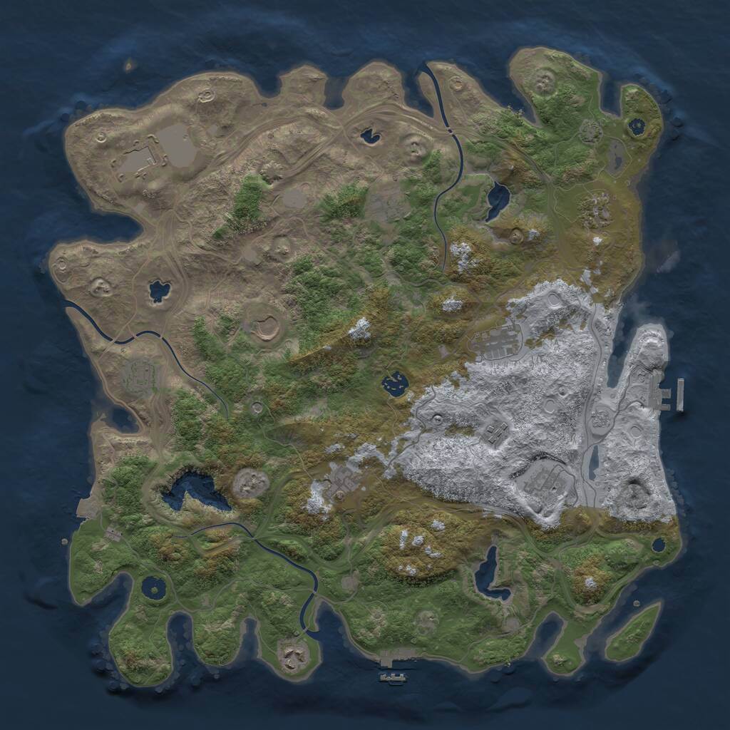 Rust Map: Procedural Map, Size: 4500, Seed: 1506360247, 17 Monuments