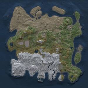 Thumbnail Rust Map: Procedural Map, Size: 3750, Seed: 625204251, 11 Monuments