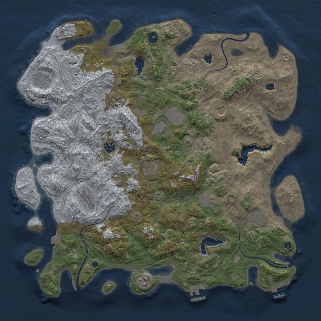 Rust Map: Procedural Map, Size: 4500, Seed: 1291566518, 17 Monuments