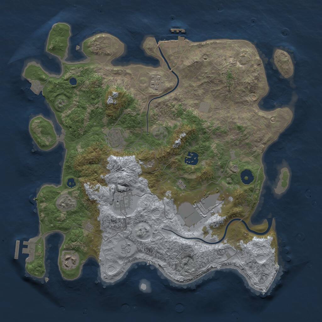Rust Map: Procedural Map, Size: 3500, Seed: 1352990991, 12 Monuments