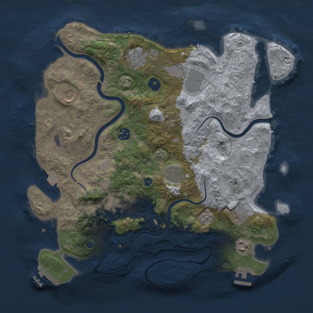 Rust Map: Procedural Map, Size: 3750, Seed: 602205, 16 Monuments