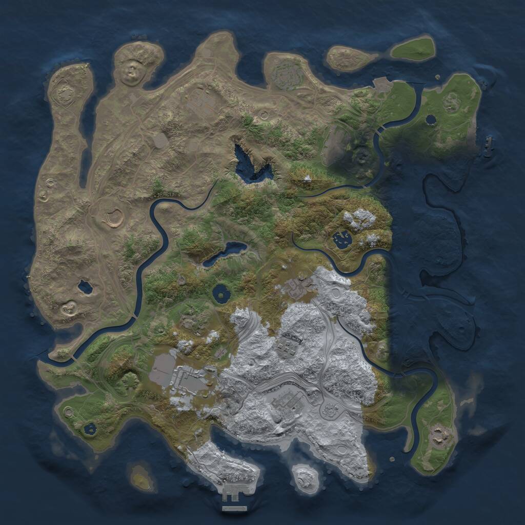Rust Map: Procedural Map, Size: 4300, Seed: 2066869353, 17 Monuments