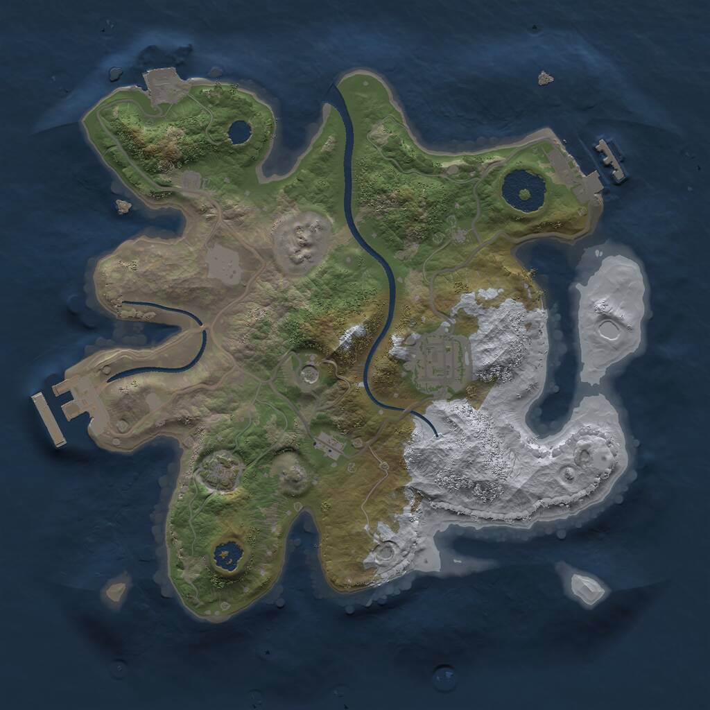 Rust Map: Procedural Map, Size: 2500, Seed: 1422395718, 6 Monuments