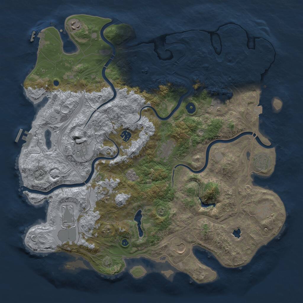 Rust Map: Procedural Map, Size: 4400, Seed: 1418106697, 17 Monuments