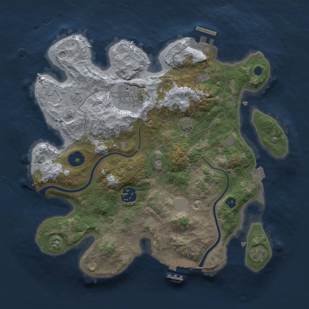 Rust Map: Procedural Map, Size: 3000, Seed: 384575614, 8 Monuments