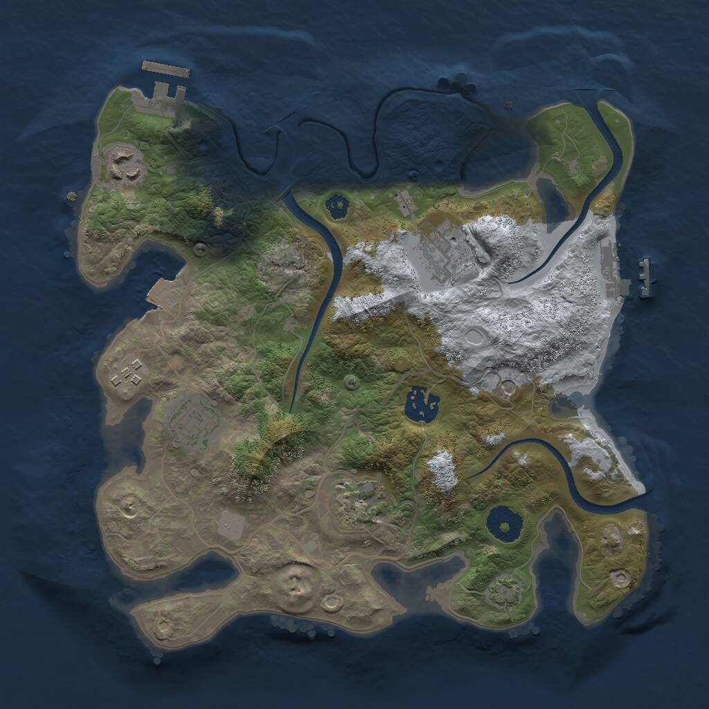 Rust Map: Procedural Map, Size: 3000, Seed: 1827986218, 11 Monuments