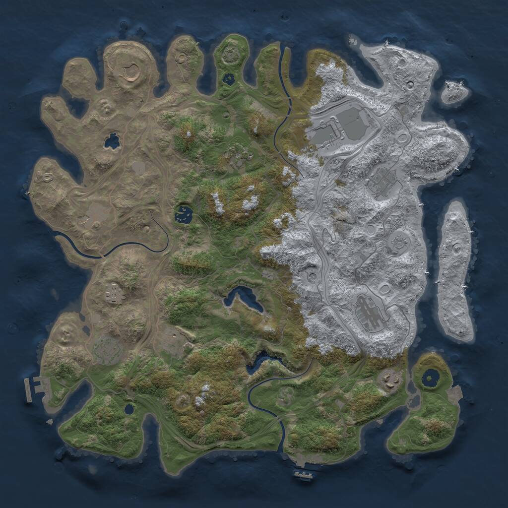 Rust Map: Procedural Map, Size: 4250, Seed: 269516258, 17 Monuments