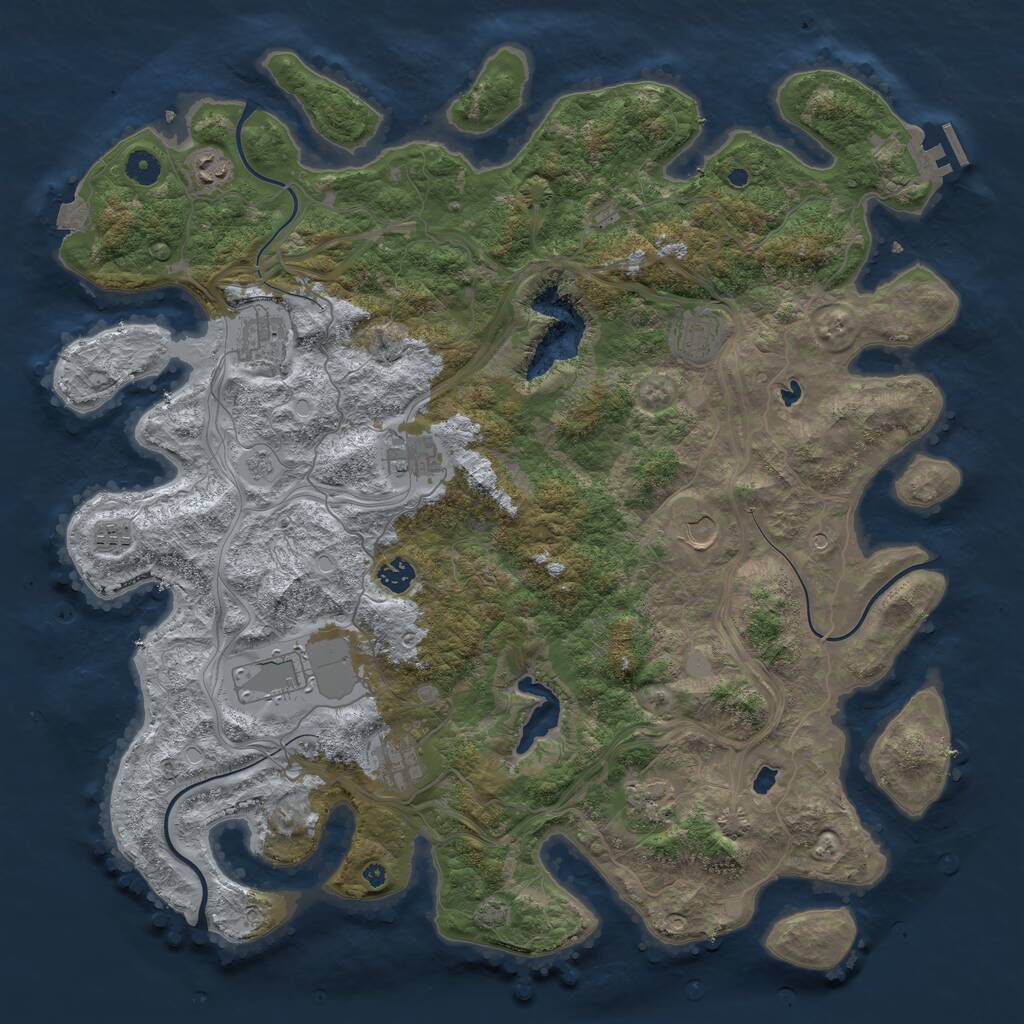 Rust Map: Procedural Map, Size: 4500, Seed: 736464622, 15 Monuments