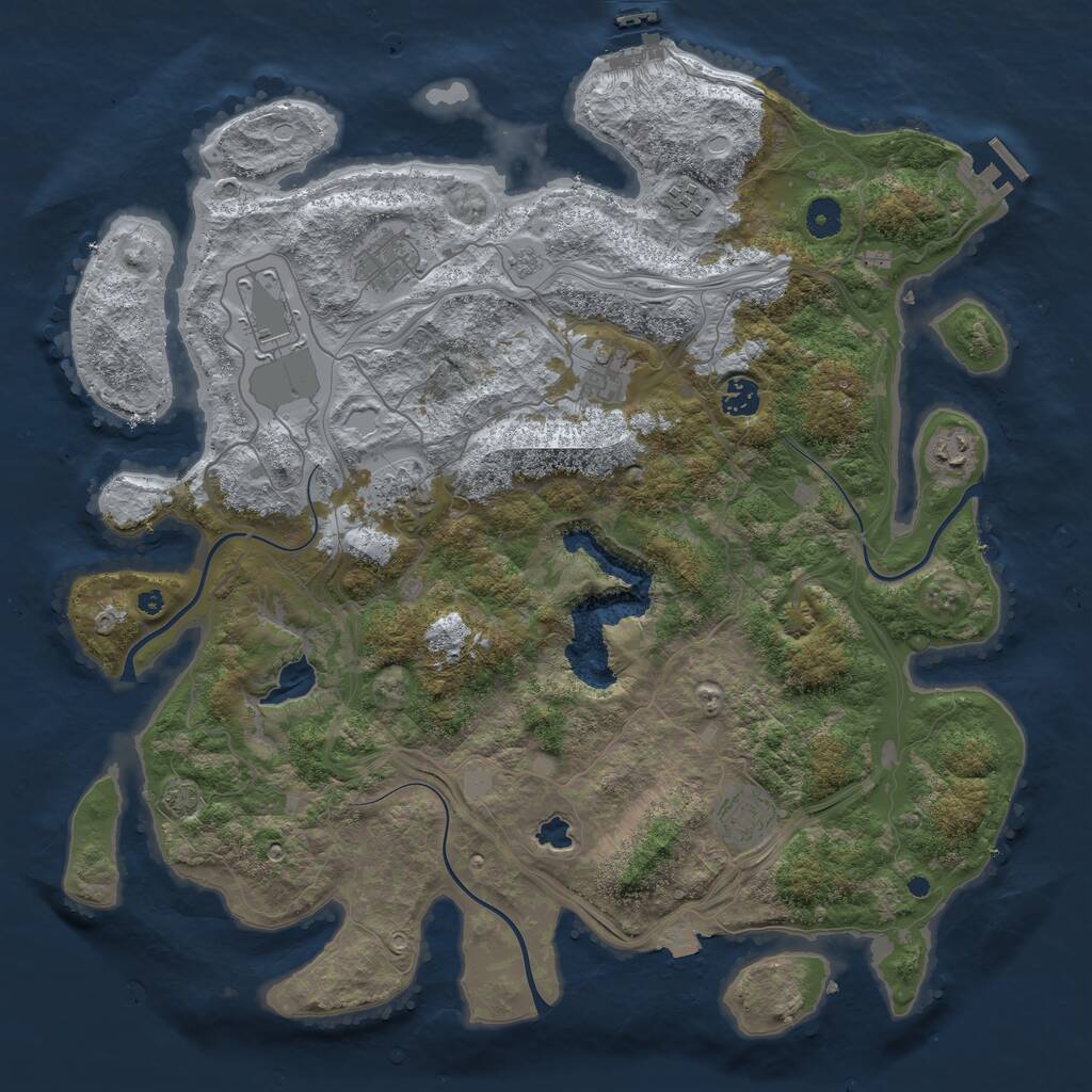 Rust Map: Procedural Map, Size: 4250, Seed: 546106686, 13 Monuments