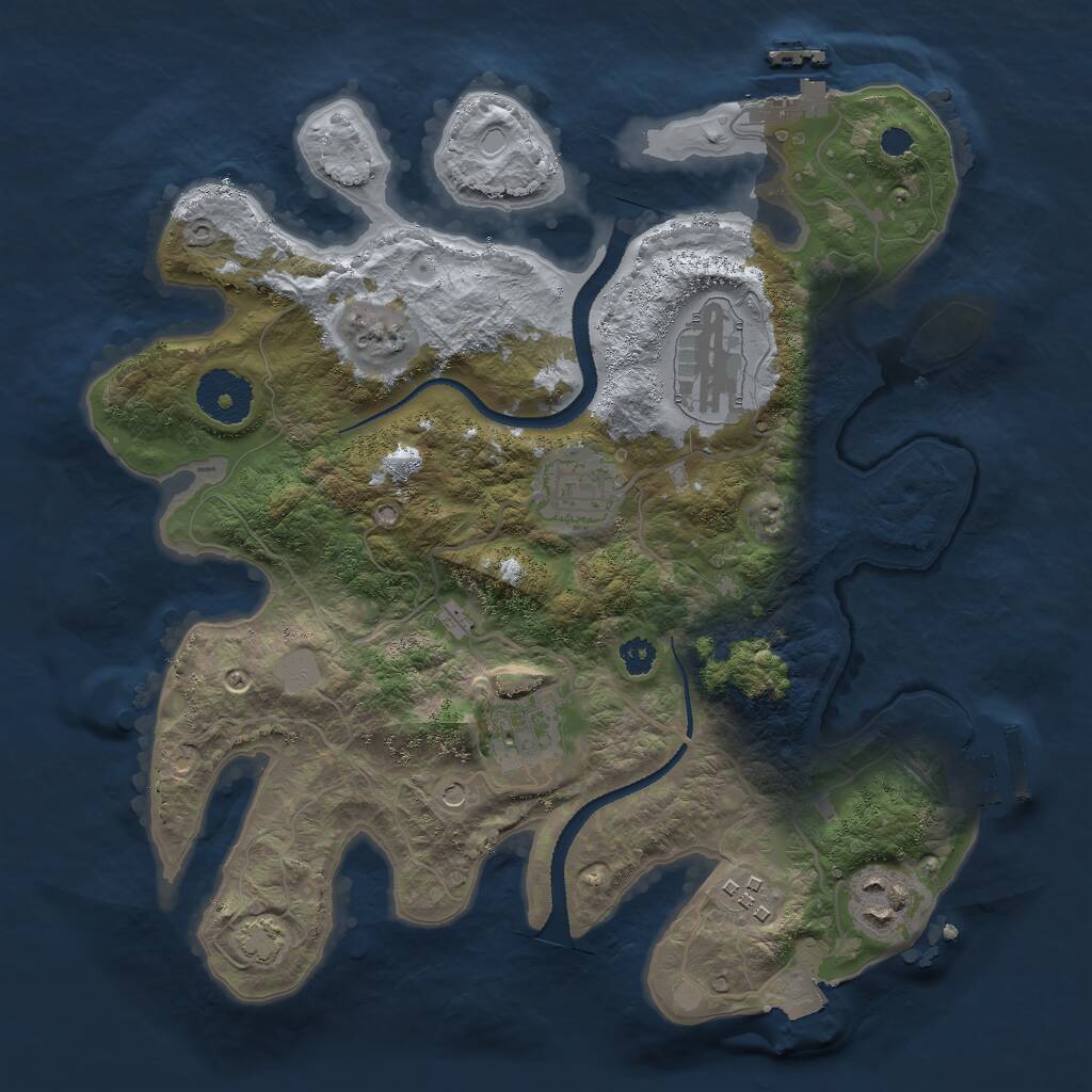 Rust Map: Procedural Map, Size: 3000, Seed: 912772206, 10 Monuments